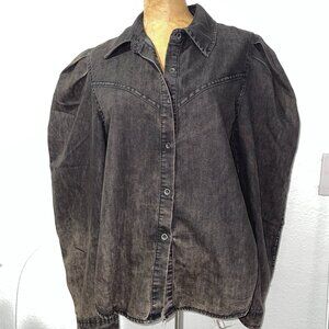 NWT $100 BACI Lightweight Black Denim Jacket / Top Large L  Made in Italy